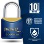 Imagem de Cadeado Pequeno 20mm Haste Curta Latão Maciço Azul Com Chave  Papaiz  Kit 10 Un