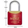 Imagem de Cadeado Pequeno 20mm Haste Curta Latão Maciço Vermelho Com Chave  Papaiz  Kit 03 Un