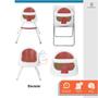 Imagem de Cadeira alimentação booster carrinho volante com guia cinto de segurança ortatil vira carrinho 4 em 1 lavavel 3 alturas até 18 kg Lily Vermelho