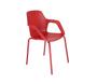 Imagem de Cadeira Aproximação Interlocutor Fixa Beau Com 4 pés de Aço Tubular Vermelho Com Braços Bhoff