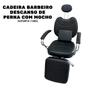 Imagem de Cadeira Barbeiro Descanso De Perna Com Mocho Preta IWCBDM01PT