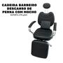 Imagem de Cadeira Barbeiro Descanso De Perna Com Mocho Preto/Bege IWCBDM01