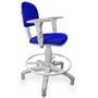 Imagem de Cadeira Caixa Jserrano Azul Royal Com Braço Base Cinza - ULTRA Móveis
