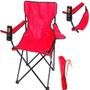 Imagem de Cadeira Camping Dobrável Com Porta Copo E Bolsa Vermelha