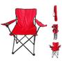 Imagem de Cadeira de camping articulada dobravel portatil para pesca praia com porta copo e bolsa vermelha
