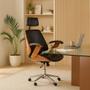 Cadeira de Escritório Ergonômica Giratória Moderna Alta Presidente Lisboa Apoio Cabeça Office Preta - Rivatti Imagem de Cadeira de Escritório Ergonômica Giratória Moderna Alta Presidente Lisboa Apoio Cabeça Office Preta