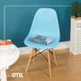 Imagem de Cadeira De Jantar Eames Para Escrivaninha Escritório Plástico Pés De Madeira Decoração Mesa - Azul