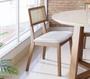 Imagem de Cadeira De Madeira Tauari Classic Com Tela Rattan Estofada Em Linho Móveis Para Sala De Jantar Moderno