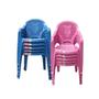 Imagem de Cadeira De Plastico Infantil Poltrona Antares Rosa e Azul Kit 10