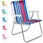 Imagem de Cadeira de Praia e Piscina Alta em Alumínio Kit 4 Peças Cores Variadas 25500 BEL