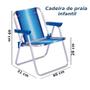 Imagem de Cadeira de Praia Infantil Mor Alta Dobravel em Aluminio Azul