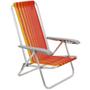 Imagem de Cadeira de Praia Reclinável Tramontina Bali Baixa em Alumínio com Assento Laranja e Amarelo 92900101