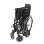 Imagem de Cadeira De Rodas Transporte Dobrável 180Kg Para Pessoa Obesa Modelo D500 Aço Carbono Preta Retrátil Dellamed