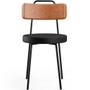 Imagem de Cadeira Decorativa Estofada Para Sala De Jantar Barcelona L02 material sintético Camel Preto - Lyam