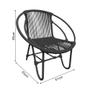 Imagem de Cadeira Decorativa Julia em Corda Náutica e Base em Alumínio Preta/preta