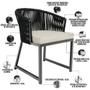 Imagem de Cadeira Decorativa Para Área Gourmet Cozinha Varanda Corda Náutica Bethari D04 Preto - Lyam Decor