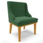 Imagem de Cadeira Decorativa Sala de Jantar Base Fixa de Madeira Firenze Veludo Verde Esmeralda/Castanho G19 - Gran Belo