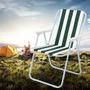 Imagem de Cadeira dobravel praia camping com mola pesca jardim varanda alta banqueta encosto alta