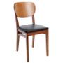 Imagem de Cadeira em Madeira Lisboa Amêndoa com Assento Estofado material sintético Preto sem Braços Tramontina