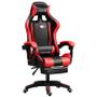 Imagem de Cadeira Escritório Gamer C/ Massageador Racer Ergonômica Reclinável Giratória Estofado Couro Apoio de pés
