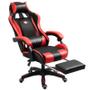 Imagem de Cadeira Escritório Gamer C/ Massageador Racer Ergonômica Reclinável Giratória Estofado Couro Apoio de pés