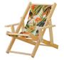 Imagem de Cadeira Espreguiçadeira Dobrável Infantil Madeira Maciça Natural com Tecido Verde