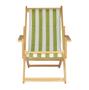 Imagem de Cadeira Espreguiçadeira Preguiçosa Dobrável Madeira Maciça Natural Com Tecido Listrado Verde
