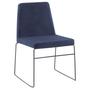 Imagem de Cadeira Estofada Base Em Aço F41 Linho Azul Marinho Dmobiliario