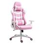 Imagem de Cadeira Gamer Draxen DN3 Rosa e Branco c/ Estofado de Couro 