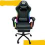 Imagem de Cadeira Gamer Led Rgb Controle Preta Cinza Confortavel 150kg