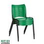 Imagem de Cadeira ISO Plástica (Kit 03) Para Igrejas, Sorveterias, Restaurante - VERDE - KASMOBILE