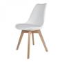 Imagem de cadeira Leda  Charles Eames, Saarinen Wood com almofada branca