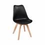 Imagem de cadeira Leda  Charles Eames, Saarinen Wood com almofada Preta