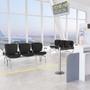 Imagem de Cadeira Longarina 3 Lugares Aeroporto Recepção Cromado Baixa Flexi P03 Vinil Preto-Lyam