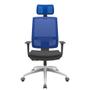 Imagem de Cadeira Office Brizza Tela Azul Com Encosto Assento Aero Preto RelaxPlax Base Aluminio 126cm - 63555