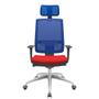 Imagem de Cadeira Office Brizza Tela Azul Com Encosto Assento Aero Vermelho Autocompensador 126cm - 63131