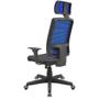 Imagem de Cadeira Office Brizza Tela Azul Com Encosto Assento Vinil Preto RelaxPlax Base Standard 126cm - 63645