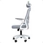 Imagem de Cadeira Office Giratória Columbus Altura Regulável Sistema Relax Apoio Cabeça Assento Confortável Tela Mesh Branco/Cinza - Lojas RPM
