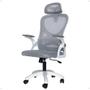 Imagem de Cadeira Office Giratória Columbus Altura Regulável Sistema Relax Apoio Cabeça Assento Confortável Tela Mesh Branco/Cinza - Lojas RPM