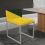 Imagem de Cadeira Office Lee Duo Sala de Jantar Industrial Ferro Prata Suede Amarelo e Verde Musgo - Ahz Móveis