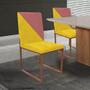 Imagem de Cadeira Office Stan Duo Sala de Jantar Industrial Ferro Bronze Suede Amarelo e Rose Gold - Ahz Móveis