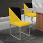 Imagem de Cadeira Office Stan Duo Sala de Jantar Industrial Ferro Cinza Suede Amarelo e Preto - Ahz Móveis