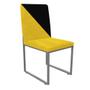 Imagem de Cadeira Office Stan Duo Sala de Jantar Industrial Ferro Cinza Suede Amarelo e Preto - Ahz Móveis