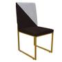 Imagem de Cadeira Office Stan Duo Sala de Jantar Industrial Ferro Dourado material sintético Marrom e Branco - Ahz Móveis