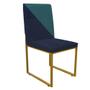 Imagem de Cadeira Office Stan Duo Sala de Jantar Industrial Ferro Dourado Suede Azul Marinho e Azul Turquesa - Ahz Móveis