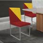 Imagem de Cadeira Office Stan Duo Sala de Jantar Industrial Ferro Prata material sintético Vermelho e Amarelo - Ahz Móveis