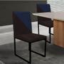 Imagem de Cadeira Office Stan Duo Sala de Jantar Industrial Ferro Preto Suede Marrom e Azul Marinho - Ahz Móveis