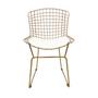 Imagem de Cadeira para Cozinha Bertoia maciça tradicional cor Dourado fosco assento branco