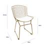 Imagem de Cadeira para Cozinha Bertoia maciça tradicional cor Dourado fosco assento branco