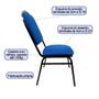 Imagem de Cadeira para Evento Empilhável com Reforço e Puxador encosto redondo estofado cor Azul 6 Peças